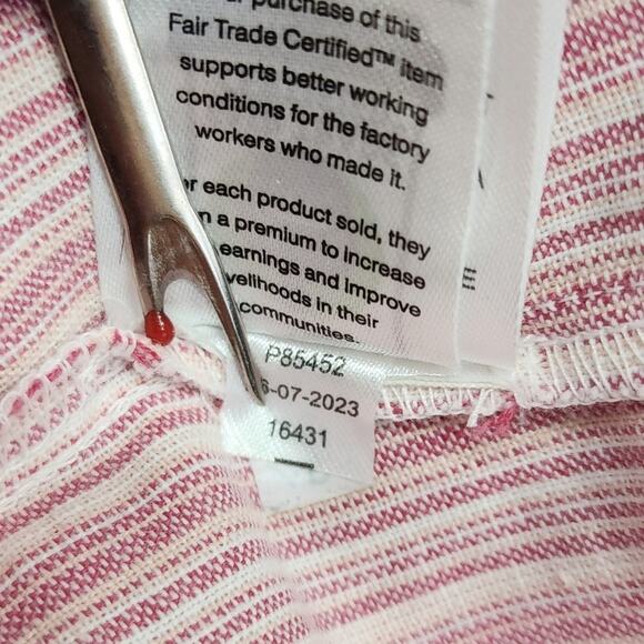 Old Ranch Dress Womens L Pink Embroidered Striped Sleeveless Allegra Pockets - Picture 8 of 11